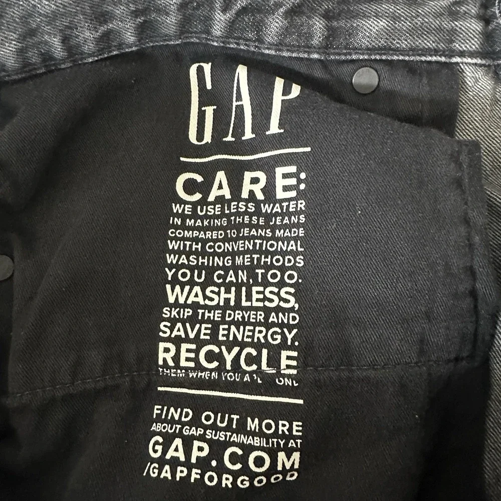 Gap 90s Loose Denim Jeans Faded Black Button Fly Grunge Skater Men's 38x32